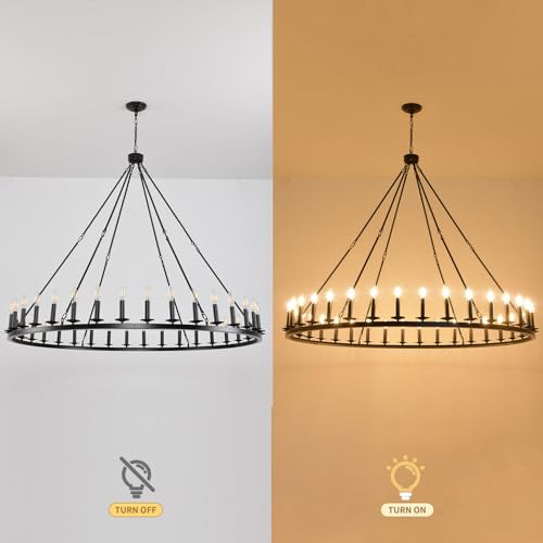 Black Wagon Wheel Chandelier 60
