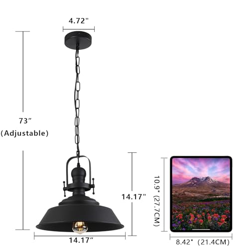14" Farmhouse Black Pendant Light for Kitchen Island