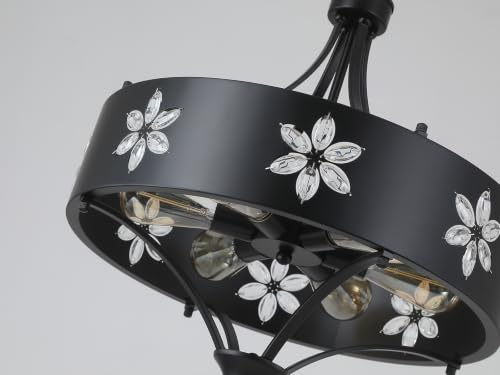 6 Light Large Farmhouse Crystal Pendant Light Fixture with Adjustable Chain