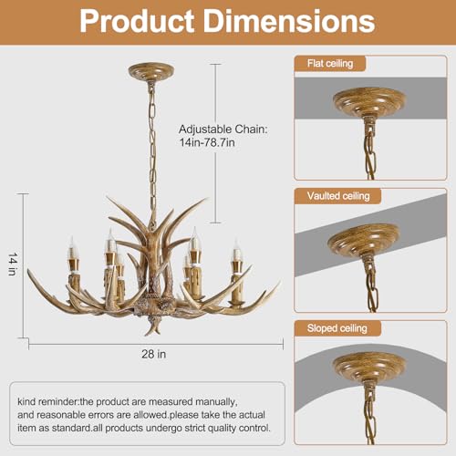 6 Light Resin Faux Horn Antler Chandelier