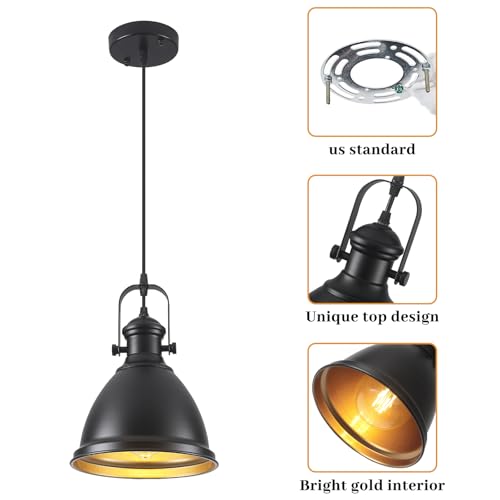 8.6" Black Pendant Lights for Kitchen Island 3 Pack (3 Count)