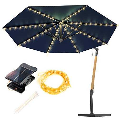 Solar Umbrella Lights Outdoor 8 Strands 8 Mode Patio Umbrella Lights