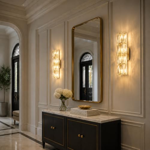 Gold Crystal Wall Sconces Mid