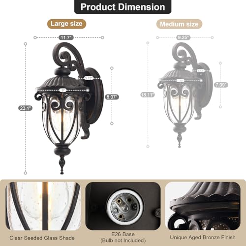 23 Inch Large Porch Light Outdoor Wall Lights for Patio