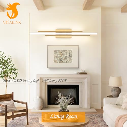 Modern Gold Vanity Light Bathroom Wall Light Fixtures Over Mirror 35 Inch Long Dimmable 3