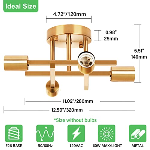 4 Light Semi Flush Mount Ceiling Light