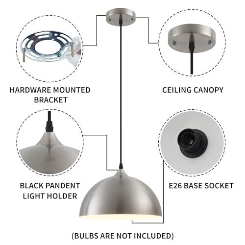 Brushed Nickel Industrial Pendant Light 11.8inches 2 Packs (2 Count)