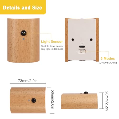 2 Pack Wood Step Light with Motion Sensor (2 Count)