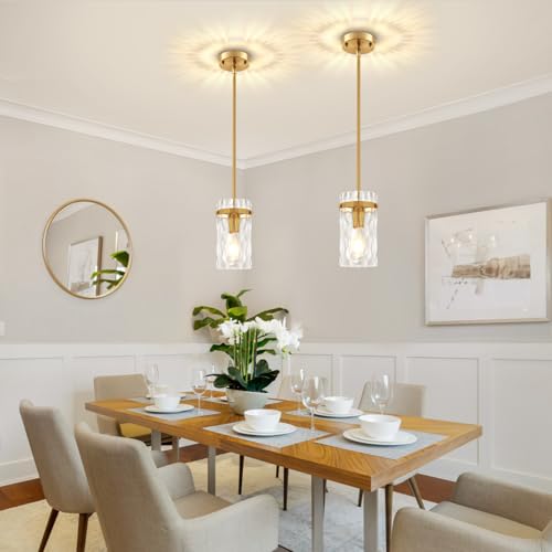 2 Pack Gold Pendant Lights Kitchen Island Modern Hanging Light Fixture (2 Count)
