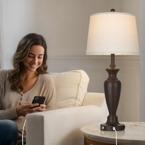 30" Tall Brown Table Lamps Set of 2 for Living Room (2 Count)