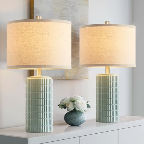 23" Set of 2 Modern Ceramic Table Lamps for Living Room (2 Count)
