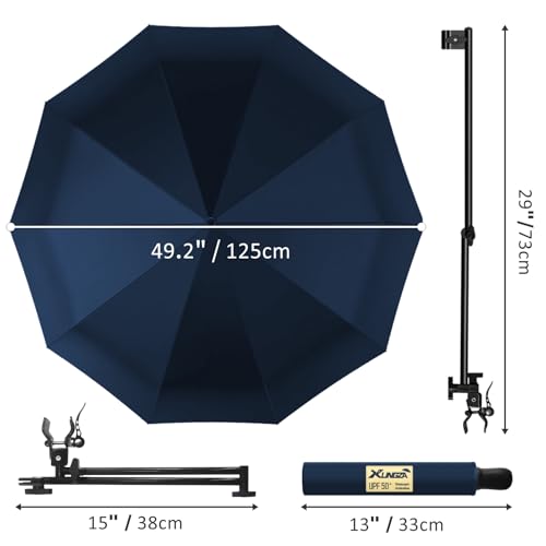 UPF 50+ Beach Umbrella with Adjustable Universal Clamp