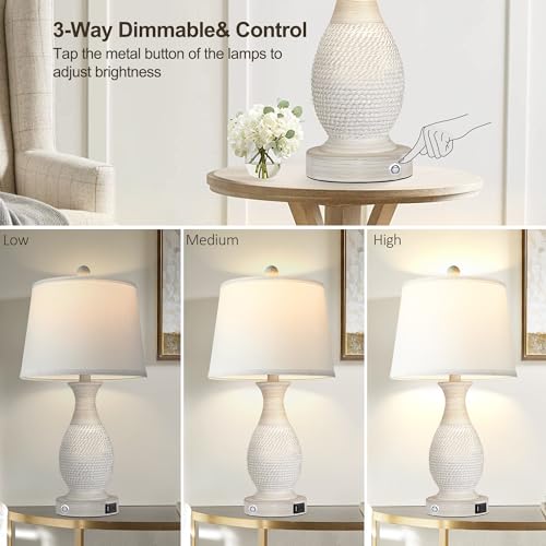 Set of 2 Table Lamps with USB C+A Fast Charging Ports (2 Count)