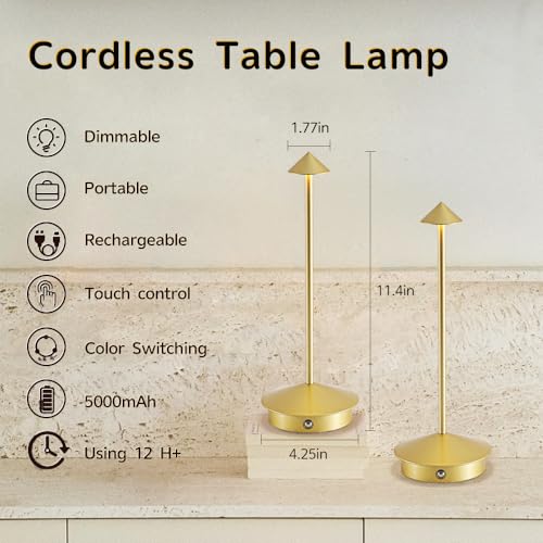 2 Pack Aluminum Cordless Table Lamp (2 Count)