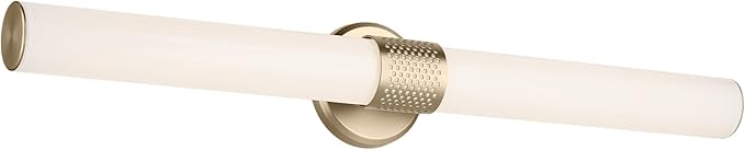 Kichler Sashi 32" LED Large Bath Bar with White Glass in Champagne Bronze, Modern, for Vanity, Fireplace, Buffet, Hallway, Vanity Mirror, (32" W x 5" H) 55193CPZLED