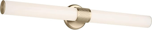 Kichler Sashi 32" LED Large Bath Bar with White Glass in Champagne Bronze, Modern, for Vanity, Fireplace, Buffet, Hallway, Vanity Mirror, (32" W x 5" H) 55193CPZLED