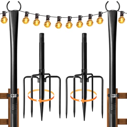 2 Pack String Light Poles for Outside (2 Count)