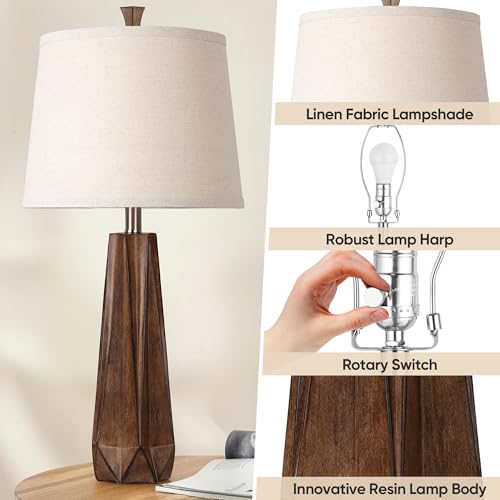 27" Wood Grain Resin Table Lamp Set of 2 (2 Count)