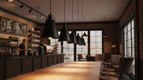 21603-11,Replacement Cone Metal Shade for Pendant Light,Matte Black,6"W x 6-1/2"H,Center Hole 1-5/8"