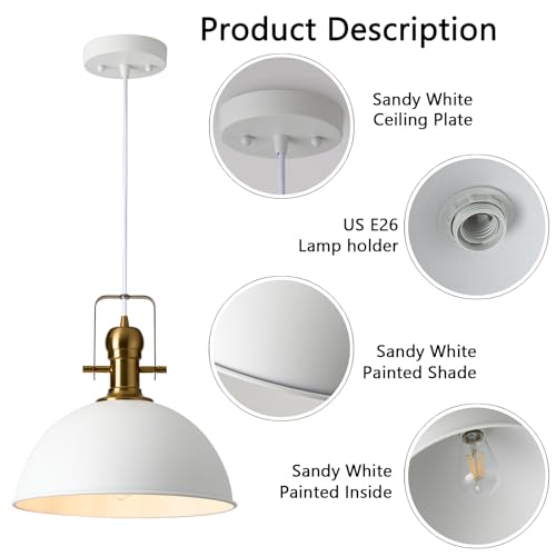 12 Inch Sandy White Modern Pendant Light for Kitchen Island 1 Pack