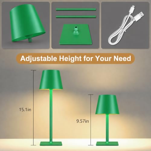 Green Cordless Table Lamps (2 Count)