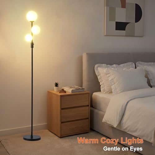 Upgraded Dimmable 3 Globe Mid Century Modern Floor Lamp