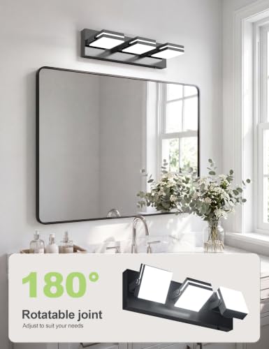 3 Light Bathroom Vanity Light (Black-5CCT / 24-Inch)