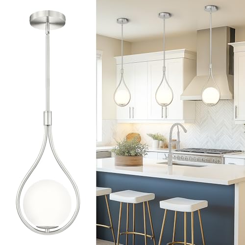 8 Inch Glass Brushed Nickel Pendant Lights Kitchen Island