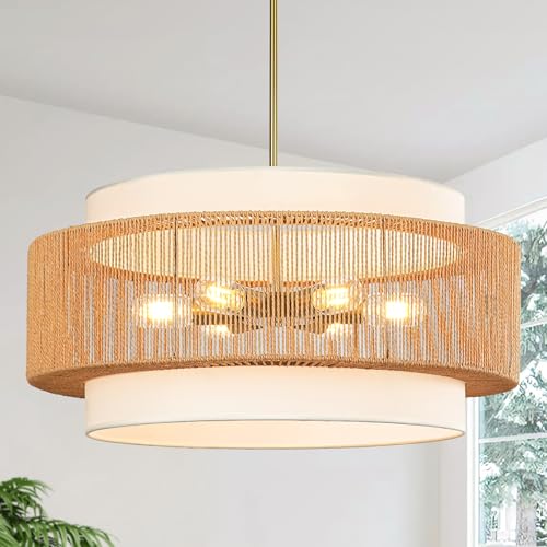 25.6" Rattan Chandelier for Dining Room