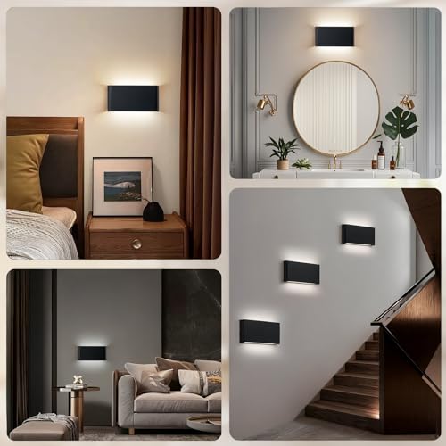 4 Pack 15W 5CCT Black LED Wall Sconces (4 Count)