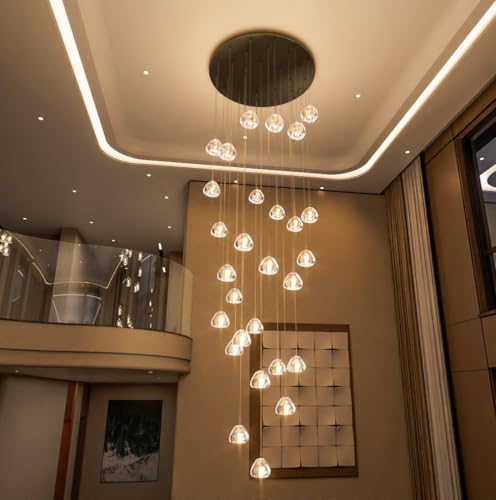 13ft Modern LED Chandeliers for Entryway Living Room Long Light High Ceiling Dining Room Light Dimmable Pendant Lighting Fixtures Chandelier for Foyer Staircase 2700K 6000K Lighting Black