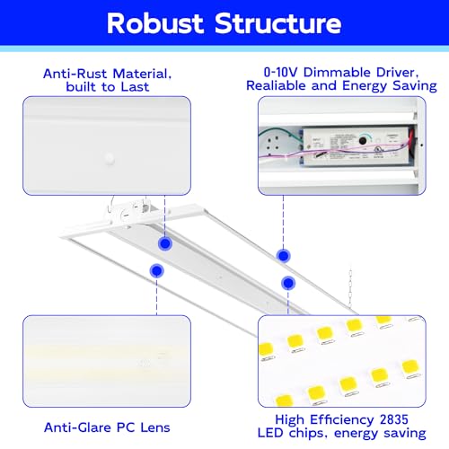 4FT 250W LED Linear High Bay Shop Light (4 Count)