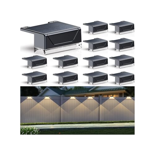 Solar Fence Lights Outdoor (12 Count)