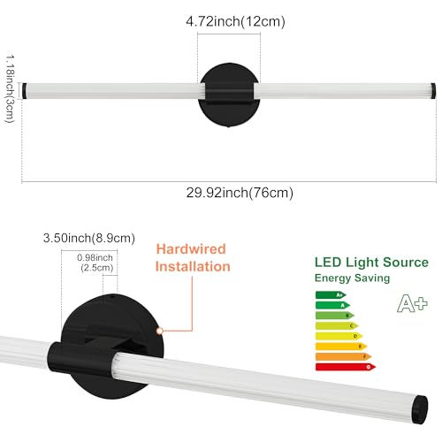 LED Bathroom Vanity Lights Black Wall Sconce Modern 30"
