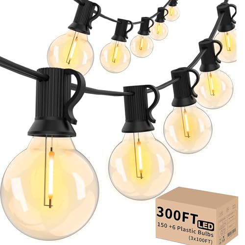 300 FT Outdoor String Lights for Outside Patio 156 Bulbs Waterproof (300 Foot)