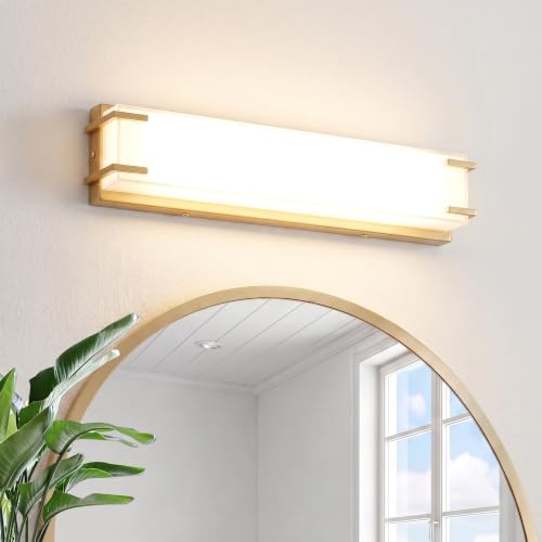 LED Bathroom Light Fixtures Over Mirror 16” Vanity Light with Milky White Lampshade 4000K Daylight Gold Bath Bar (16 Count)