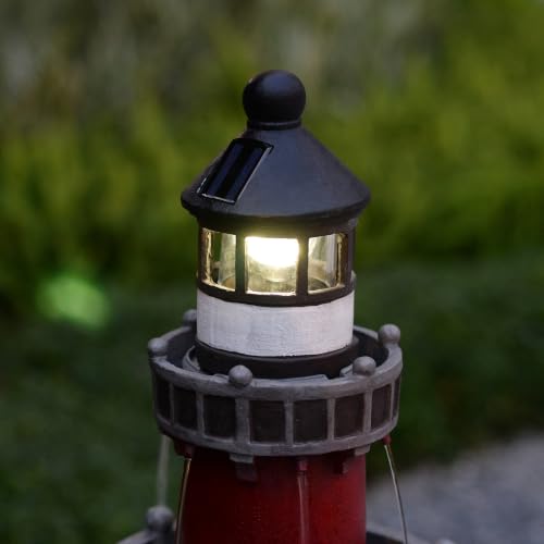 House Floor Waterfall Fountain with Solar Powered Rotating Light and Pump for Outdoor Patio Garden Backyard Decking