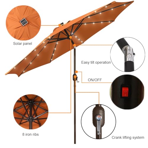9 ft Solar Umbrella with 32 LED Lights for Garden (32 Count)