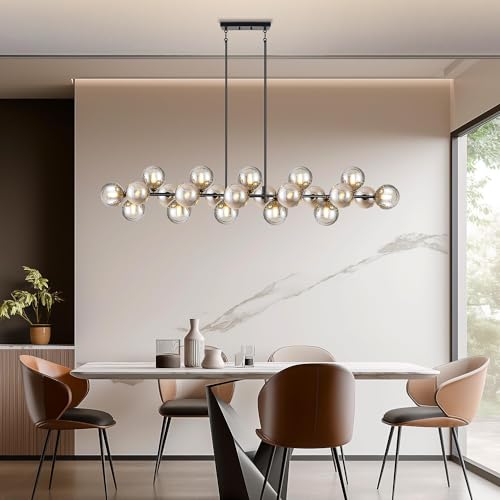 Linear Chandelier 22 Lights Black Dining Room Light Fixtures Dia 70 Inch