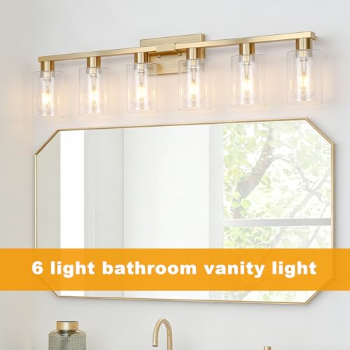 6 Light Bathroom Vanity Light Brushed Gold