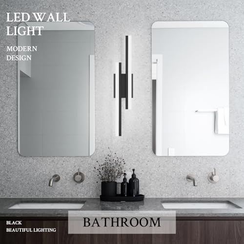 LED Wall Sconce Black Modern Remote Wall Light Fixtures for Living Room