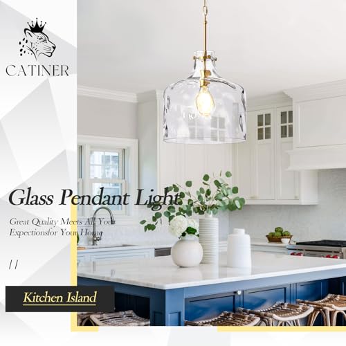 16" Farmhouse Hammered Glass Pendant Light