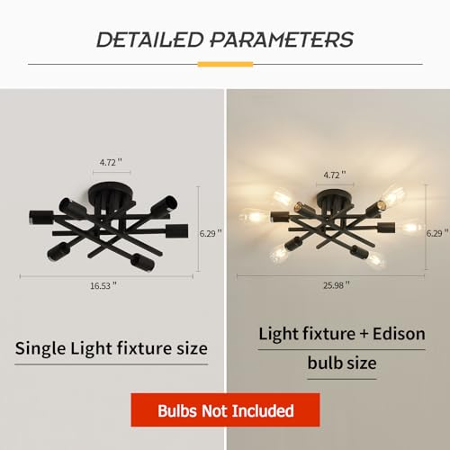 6 Lights Semi Flush Mount Ceiling Light Fixture 2 (2 Count)