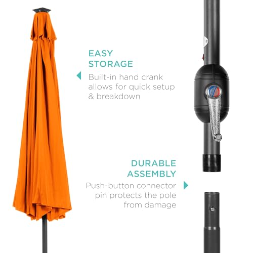 10ft Solar Polyester LED Lighted Patio Umbrella w