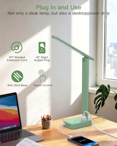 LED Desk Lamp Power Strip with 4 USB 3 Outlets