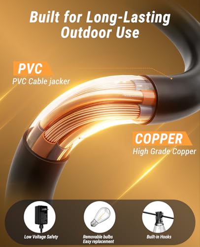 50FT Outdoor String Lights with Remote