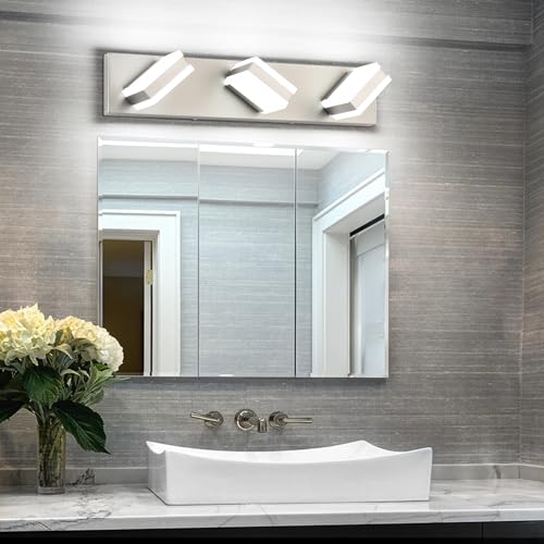 Brushed Nickel Vanity Lights Over Mirror