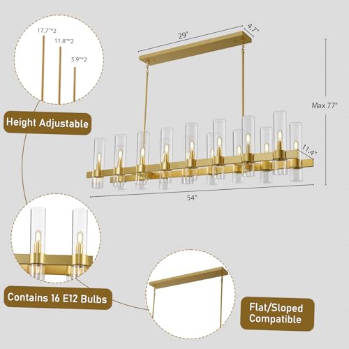 Modern Gold Linear Chandelier for Dining Room