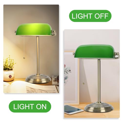 Bankers Lamp Brass Finish with Pull Switch