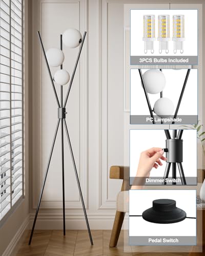 3 Globe Dimmable Tripod Floor Lamp
